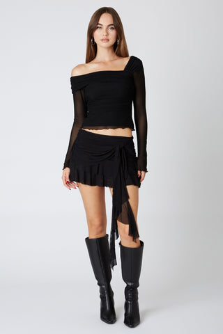 Micro Mesh Mini Skirt in Black
