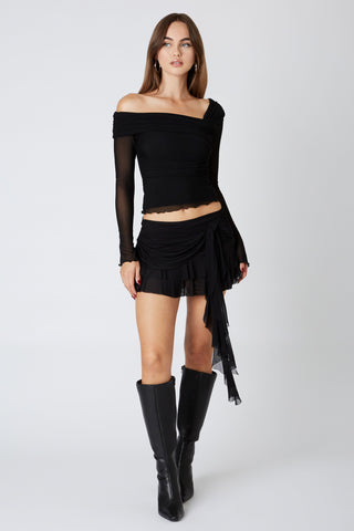 Micro Mesh Mini Skirt in Black