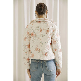 Rose Print Quilted Puffer Jacket
