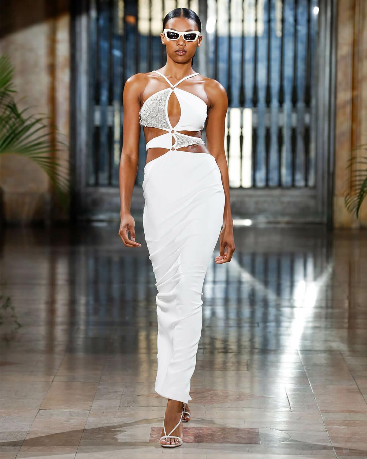 PatBo Hand Beaded Asterisk Dress in White PatBo Hand Beaded Asterisk Dress in White