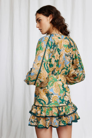 Significant Other Flynn Mini Dress in Teal Paisley