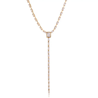 Emerald Baguette Lariat Necklace - Waterproof