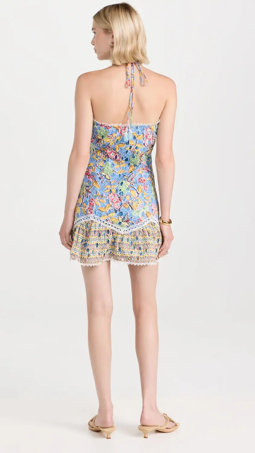 hemant and nandita preet mini dress Hemant Nandita Blue Printed Preet Mini Dress Cattivo