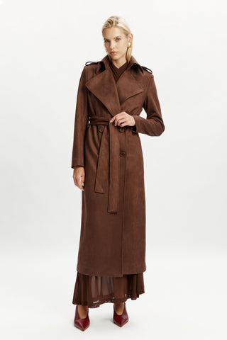 Kira Vegan Suede Trench Coat