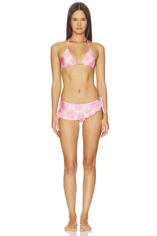 Farah Satin Bottom in Tropical Pink Polkadot