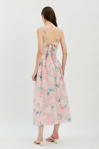 Cartia Printed Midi Dress In Pink Floral