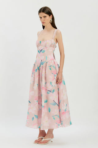 Cartia Printed Midi Dress In Pink Floral