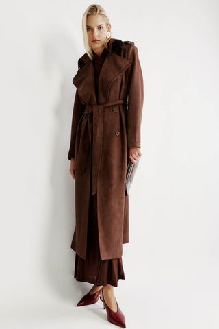 Kira Vegan Suede Trench Coat
