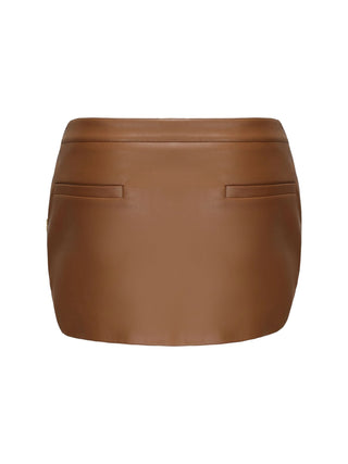 Nana Jacqueline Miranda Leather Mini Skirt in Brown