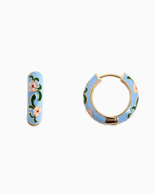 Vintage Enamel Floral Hoops