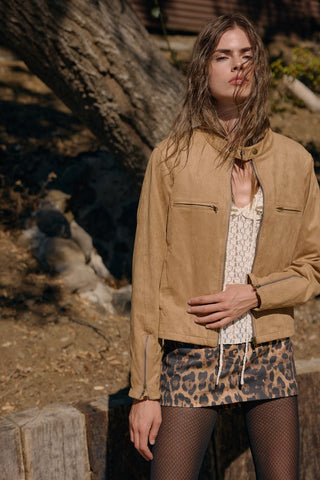 Suede Collar Button Jacket