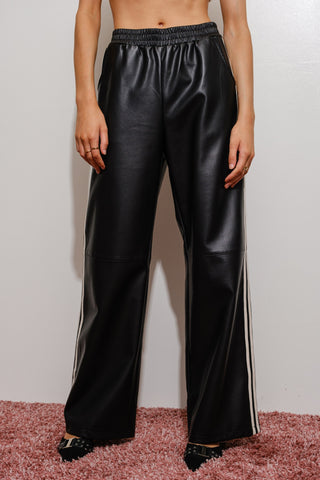 Vegan Leather Track Pants