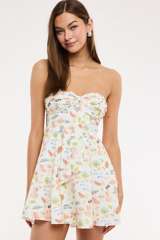 Positano Postcard Strapless Dress