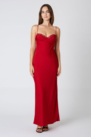 Crimson Red Maxi Slip Dress