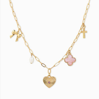 Sunburst Heart Charm Necklace