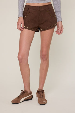 Suede Detailed Micro Shorts