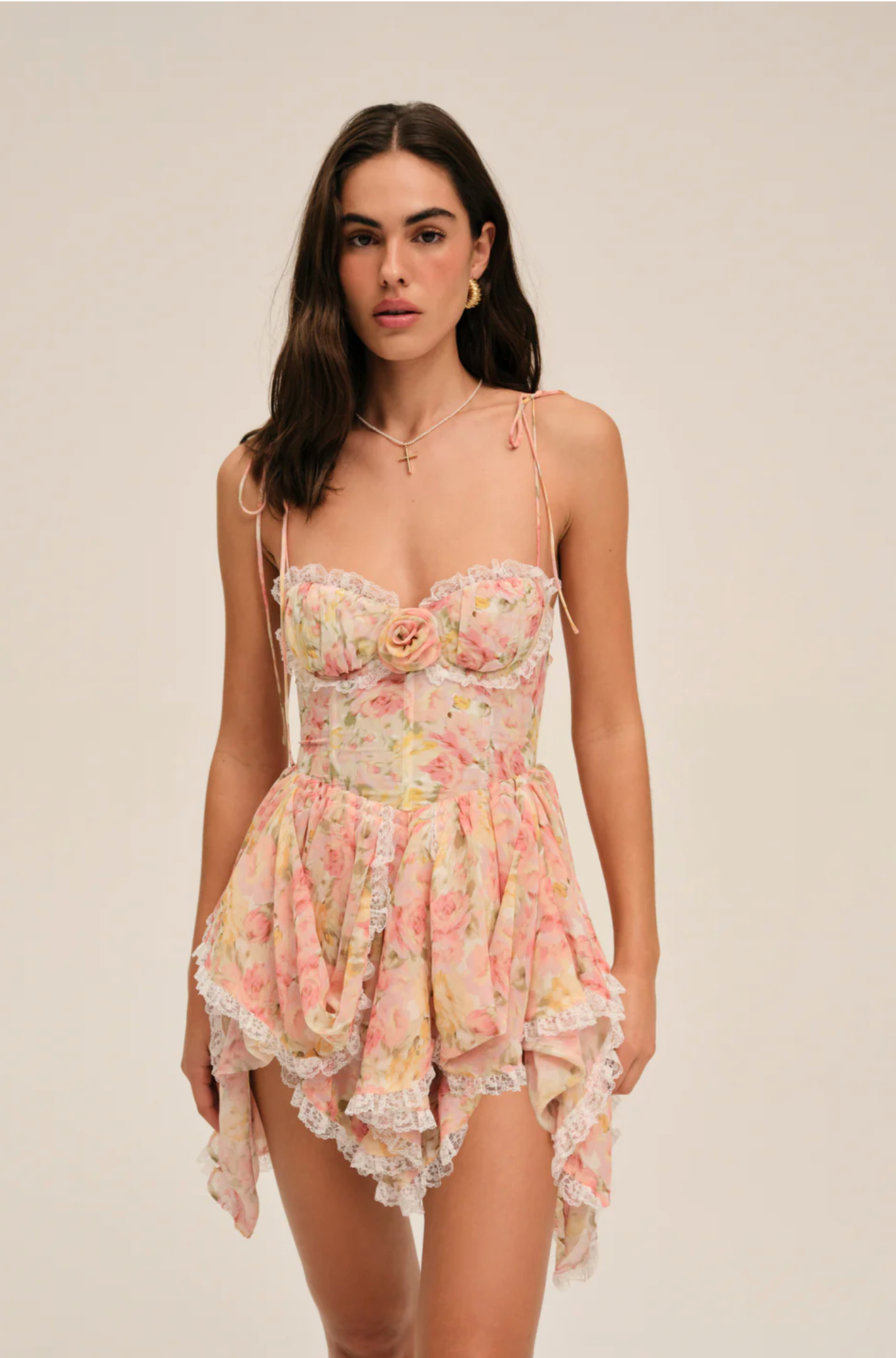 Elea Asymmetrical Mini Dress in Peach Cattivo Elea Asymmetrical Mini Dress in Peach Cattivo