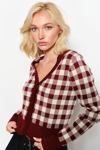 Natasha Gingham Knit Cardi