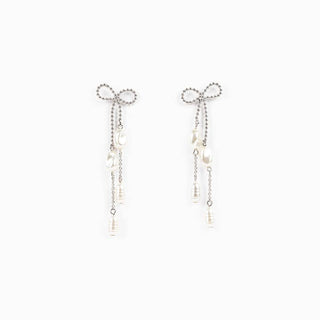 Bow Pearl Deco Drop Earrings