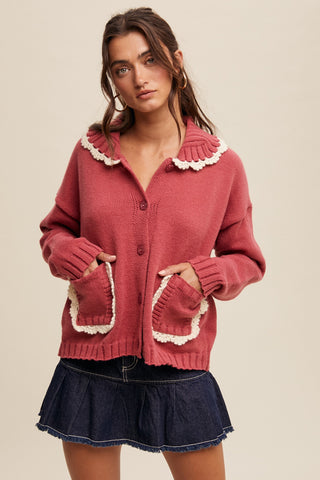 Shelbalee Collared Knit Cardigan