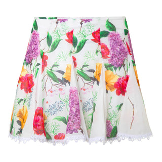 Oxaya Short Skirt in White Print Bonita