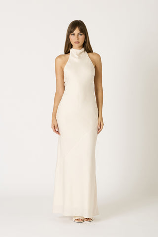 Ivory Kiss High Neck Maxi Dress