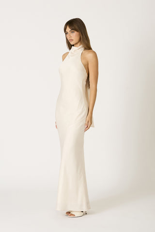 Ivory Kiss High Neck Maxi Dress
