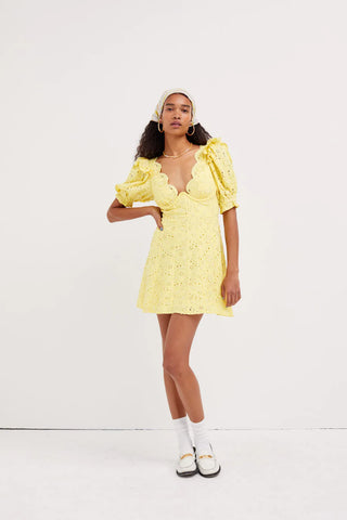 For Love & Lemons Natalia Puff Sleeve Mini Dress