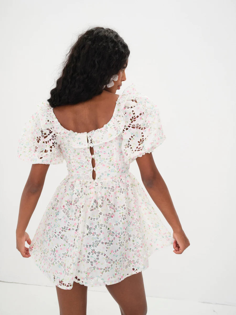 For Love & Lemons Magnolia Mini Dress in White – Cattivo