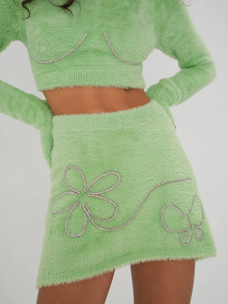 For Love & Lemons Sullivan Mini Skirt in Green