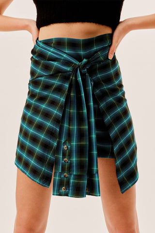 For Love & Lemons Gwen Wrap Skirt in Green