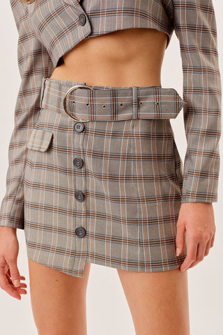 For Love & Lemons Kym Mini Skirt in Grey