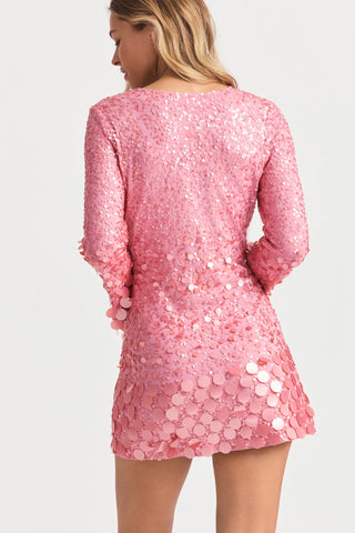 Loveshackfancy Lightning Sequin Mini Dress in Millennial Pink