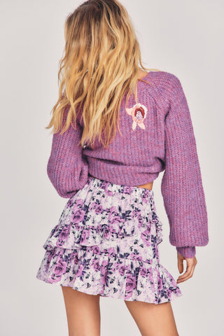 Loveshackfancy Emma Mini Skirt in Sandy Pink Shores
