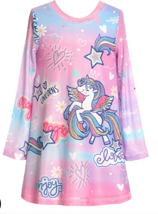 Baby Sara Unicorn A-Line Mesh Dress