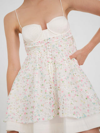For Love & Lemons Lelani Mini Dress in White