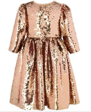 Lola & the Boys Rose Gold Sequin Flip Party Dress