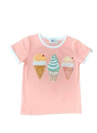 Lola + The Boys Ice Cream Ringer T-Shirt in Peach