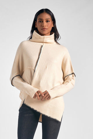 Mock Neck Asymmetric Sweater