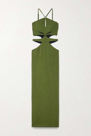 Patbo Asterisk Stretch Knit Dress in Olive